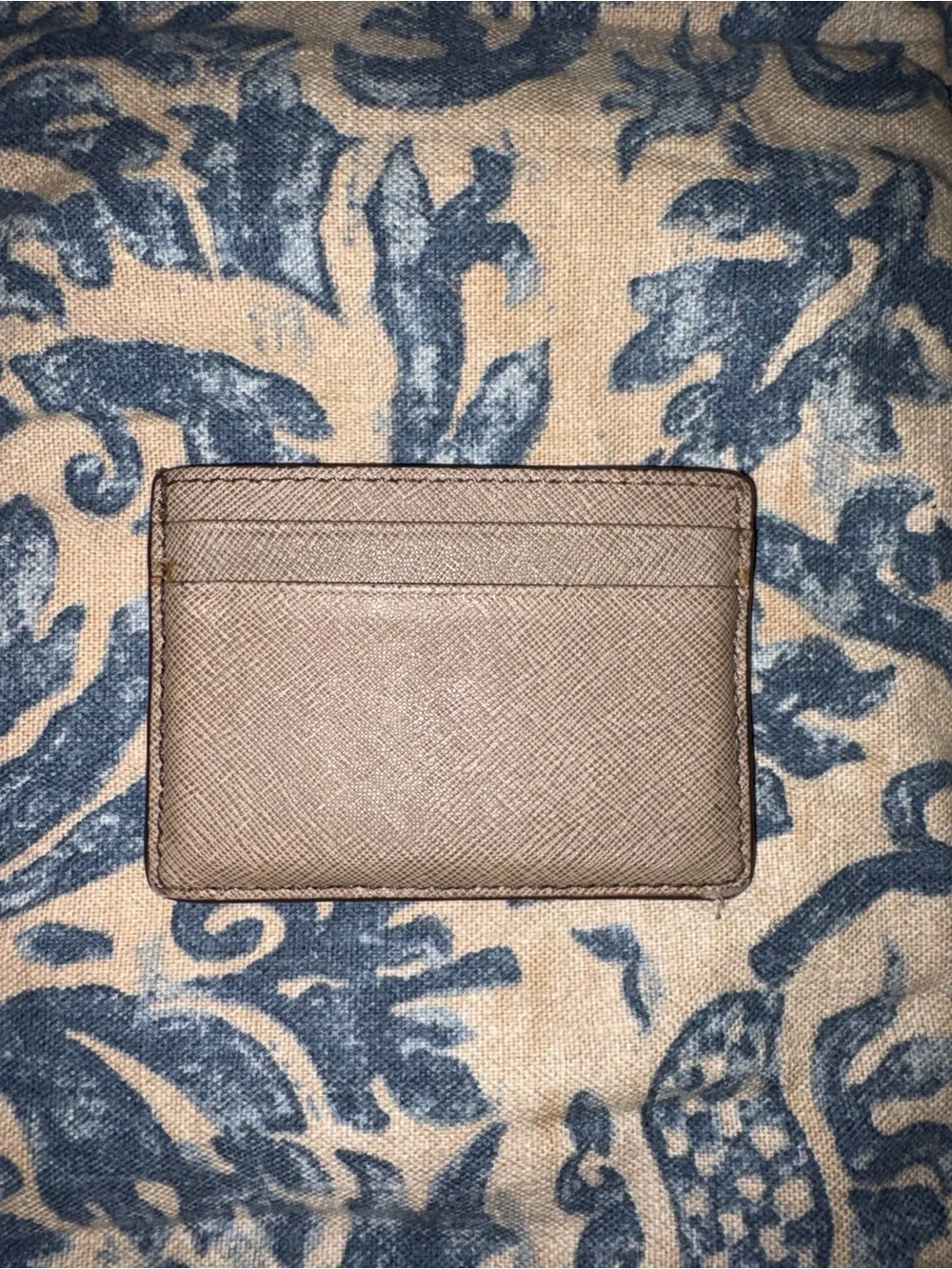 Michael Kors Taupe Saffiano Card Case with Gold Logou